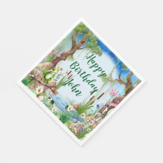 Serviette En Papier Cute Frog Prince fête d'anniversaire (Coin)
