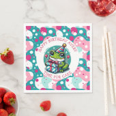 Serviette En Papier Cute Frog Theme Girl'anniversaire personnalisé (En situation)