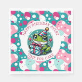 Serviette En Papier Cute Frog Theme Girl'anniversaire personnalisé (Devant)