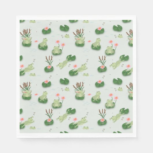 Serviette En Papier Cute Frogs in Lily Pond (Devant)