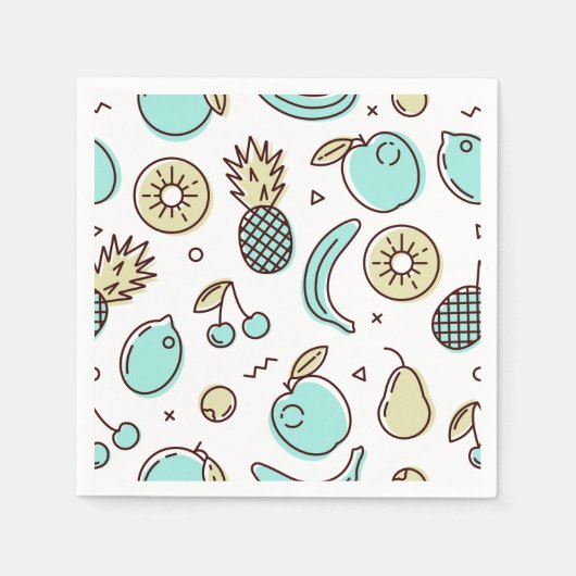 Serviette En Papier Cute Fruit Motif Summery Thème (Devant)