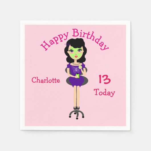 Serviette En Papier Cute Fun Girly Pamper Spa Party Thème pour les fil (Devant)