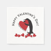 Serviette En Papier Cute Funny Penguin Coeur Valentine papier (Devant)