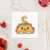 Serviette En Papier Cute Funny Taco chat arc-en-ciel (En situation)