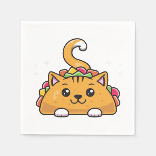 Serviette En Papier Cute Funny Taco chat arc-en-ciel