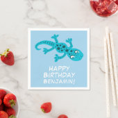 Serviette En Papier Cute Gecko Blue Nom Enfant`s Anniversaire fête (En situation)