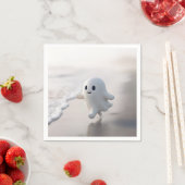Serviette En Papier Cute Ghost Running On a Beach (En situation)
