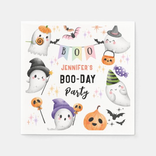 Serviette En Papier Cute Ghost Spooktacular Halloween Anniversaire (Devant)