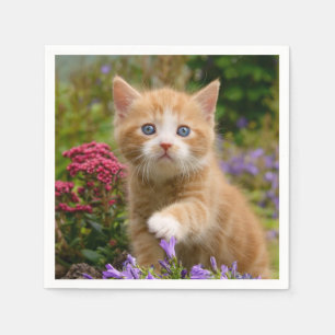 Serviette En Papier Cute Ginger Chat Kitten Visage Bébé Animaux de com