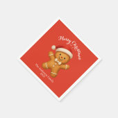Serviette En Papier Cute Gingerbread Man with Santa Hat - (Coin)