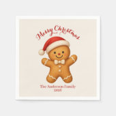 Serviette En Papier Cute Gingerbread Man with Santa Hat -  (Devant)