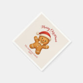 Serviette En Papier Cute Gingerbread Man with Santa Hat -  (Coin)