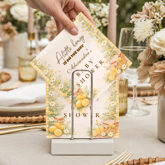 Serviette En Papier Cute Gingham Honey Bee Baby Shower