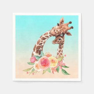 Serviette En Papier Cute Giraffe Aquarelle Maman & Bébé