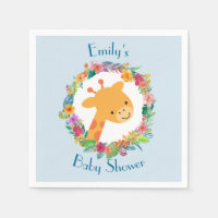 Cute Giraffe avec un Baby shower de couronne fleur