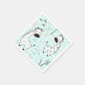 Serviette En Papier Cute Giraffe Baby shower bleu Invitation (Coin)