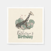 Serviette En Papier Cute Giraffe Jungle Botanical Animal Birthday (Devant)