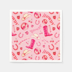 Serviette En Papier Cute Girl Rose Red Disco Cowgirl Aesthétique