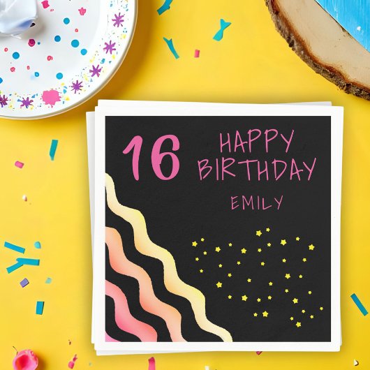 Serviette En Papier Cute Girl Wave Star Motif fête d'anniversaire