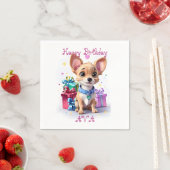 Serviette En Papier Cute Girly Chihuahua et cadeaux fête d'anniversair (En situation)