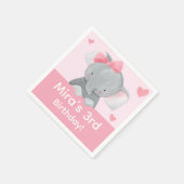 Serviette En Papier Cute Girly Elephant Pink Bow Birthday Party  (Coin)