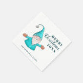 Serviette En Papier Cute Gnome Blanc Turquoise Bleu Côte Joyeux Noël (Coin)