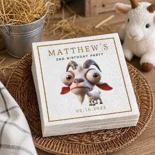 Serviette En Papier Cute Goat Farm Animaux 2e fête d'anniversaire