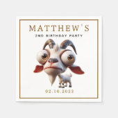 Serviette En Papier Cute Goat Farm Animaux 2e fête d'anniversaire (Devant)