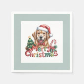 Serviette En Papier Cute Golden Retriever Dog Christmas (Devant)
