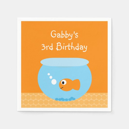 Serviette En Papier Cute Goldfish Orange Blue Anniversaire de enfant P (Devant)