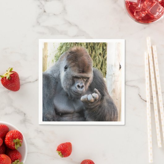 SERVIETTE EN PAPIER CUTE GORILLA (En situation)