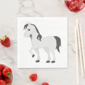 Serviette En Papier Cute Gray Pony Cartoon Whimsical Horse (En situation)