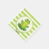 Serviette En Papier Cute Grenouille verte sur Motif rayé (Coin)