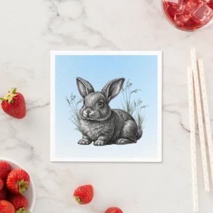 Serviette En Papier Cute Grey Rabbit contre un ciel bleu