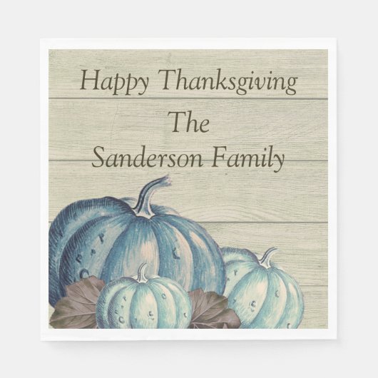 Serviette En Papier Cute Gris Bois Automne Bleu Citrouille Napkins (Devant)