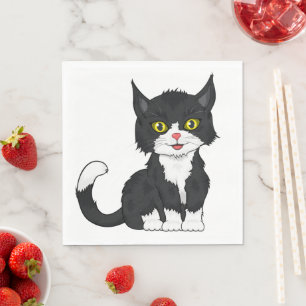 Serviette En Papier Cute Gris Kitten Kitty Cartoon Gris Chat