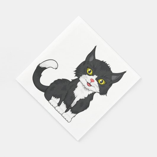 Serviette En Papier Cute Gris Kitten Kitty Cartoon Gris Chat (Coin)