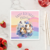 Serviette En Papier Cute Guinea Pigs Animaux de compagnie Joyeux anniv (En situation)