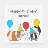 Serviette En Papier Cute Guinée Cochon et ballons fête d'anniversaire (Devant)