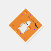 Serviette En Papier Cute Halloween Baby Ghost & Citrouilles sur Orange (Coin)