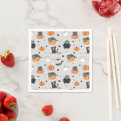 Serviette En Papier Cute Halloween Chats et Fantômes Motif (En situation)