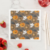SERVIETTE EN PAPIER CUTE HALLOWEEN GHOSTS BATS SPIDER WEBS PUMPKINS (En situation)