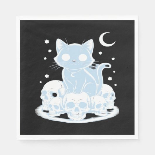 Serviette En Papier Cute Halloween Kitten Chat Gothique Esthétique Ess (Devant)