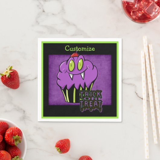 Serviette En Papier Cute Halloween violet Vampire Cupcake Napkins (En situation)