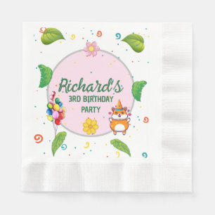 Serviette En Papier Cute Hamster Botanical à thème fête d'anniversaire