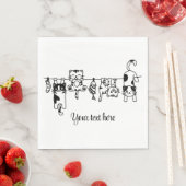 Serviette En Papier Cute Hanging Kittens Custom Text/Name (En situation)