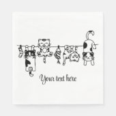 Serviette En Papier Cute Hanging Kittens Custom Text/Name (Devant)