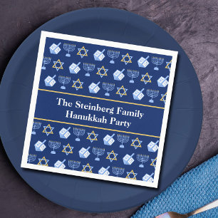 Serviette En Papier Cute Hanoukka Dreidel Menorah Motif Custom Party