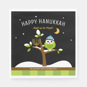 Serviette En Papier Cute Hanoukka illuminent la chouette nocturne & Me