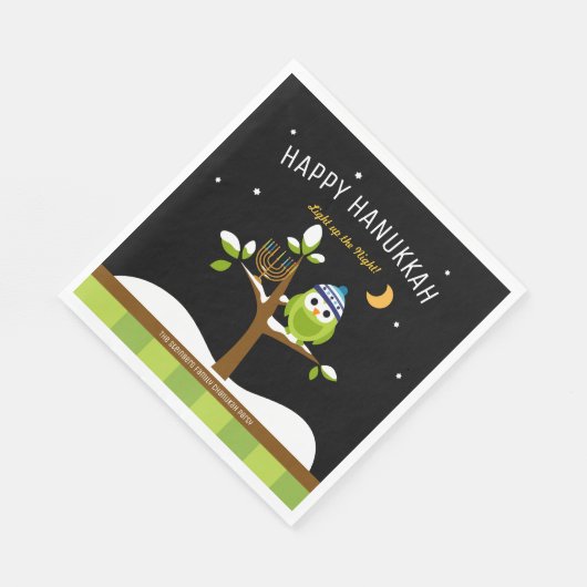 Serviette En Papier Cute Hanoukka illuminent la chouette nocturne & Me (Coin)